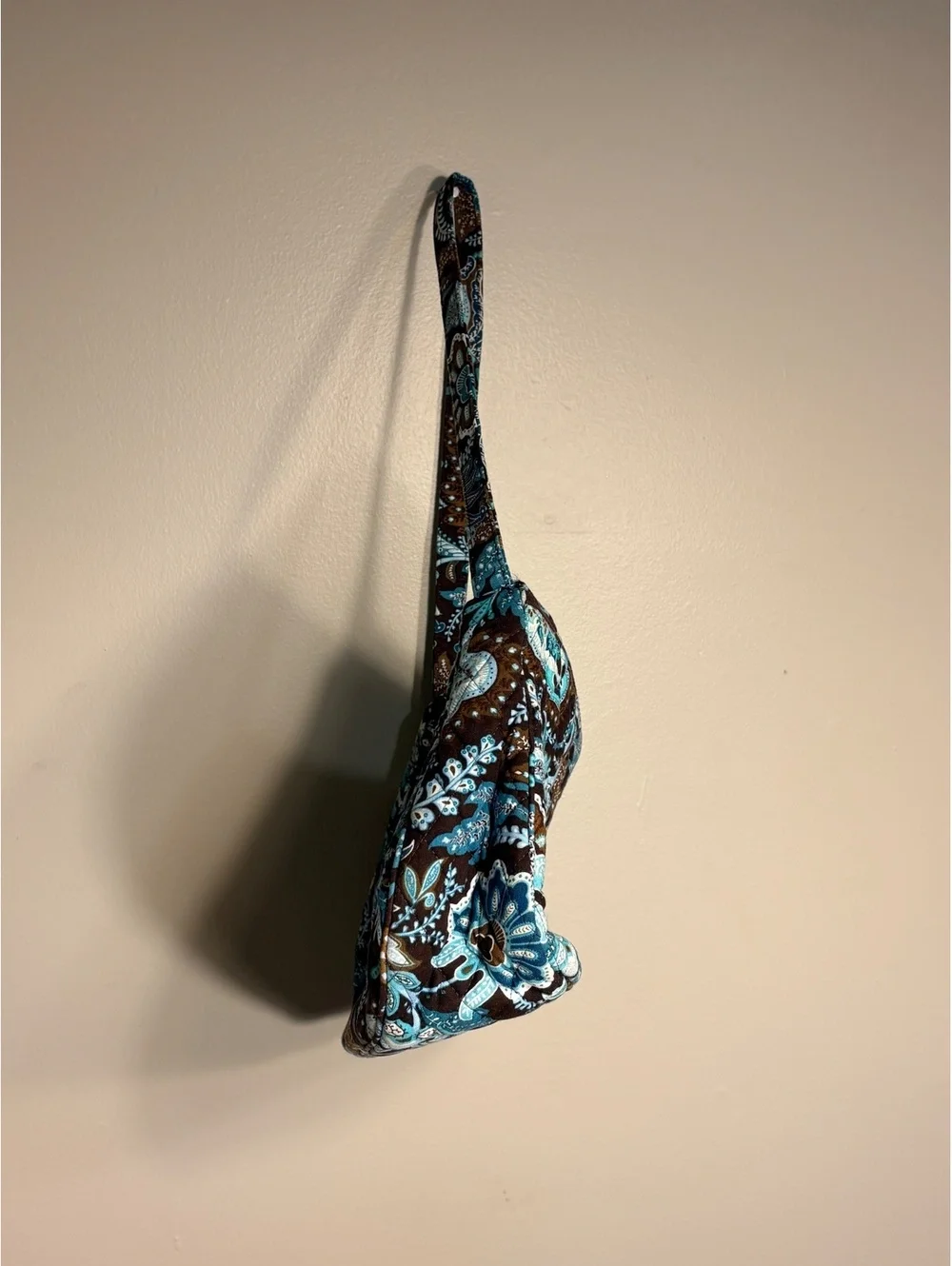 Vintage Vera Bradley Java Blue & Brown Floral Molly Shoulder Bag Retired Pattern